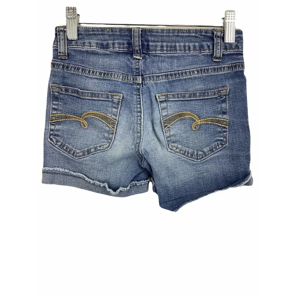 Justice Girl's Medium Wash Blue Denim Jean Shorts Kid's Youth Size 8
